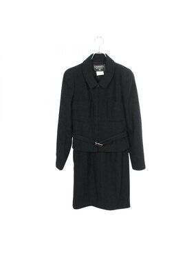 Chanel Suit CC Logo Button Tweed Wool Skirt